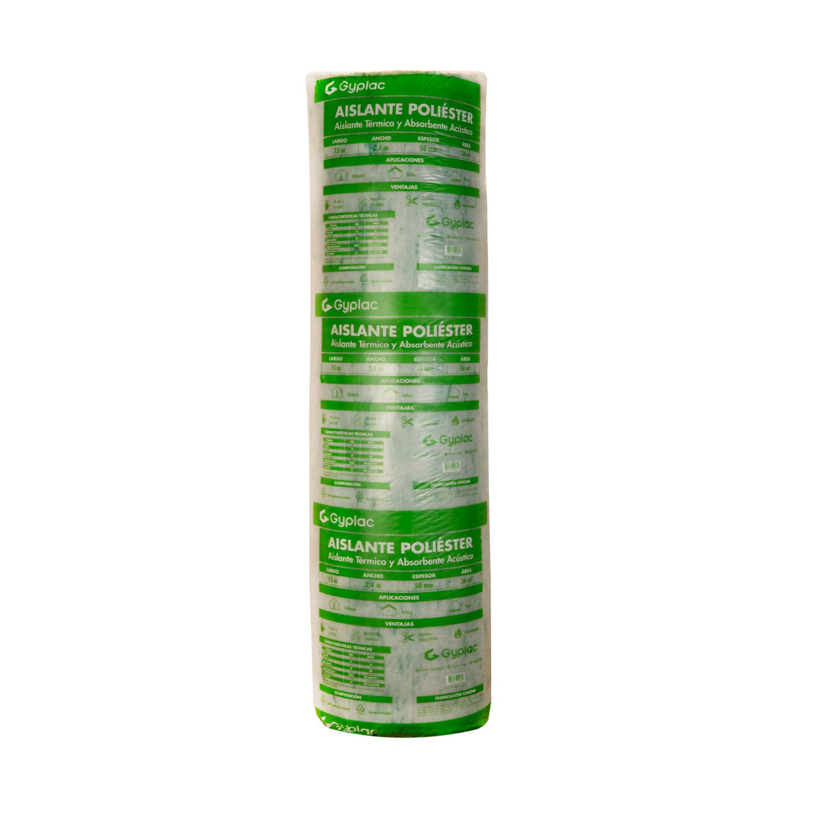 AISLANTE POLIESTER GYPLAC 50MM 2.4X15MT 36M2 DUOTE