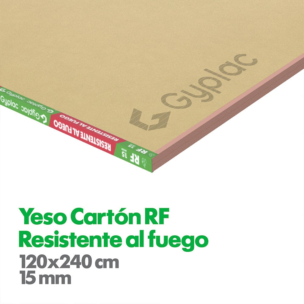 PL. YESO CARTON RF 15MM 1.20 X 2.40MT (40)