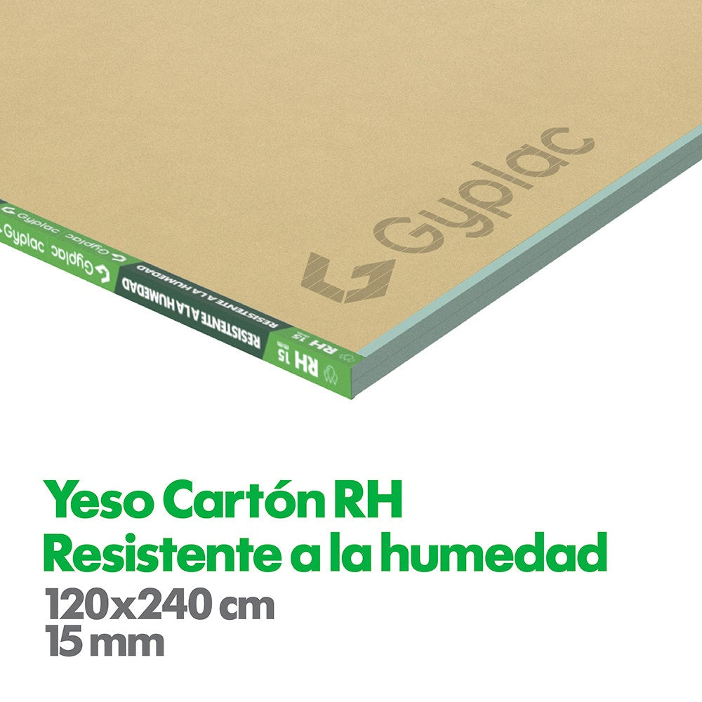 PL. YESO CARTON RH 15 MM 1.20 X 2.40MT (40)