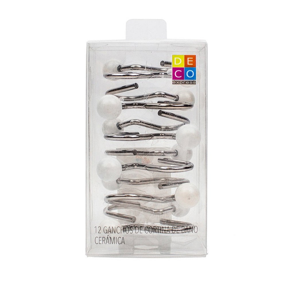 DECO E. SET 12 GANCHOS BOLA CERAMICA