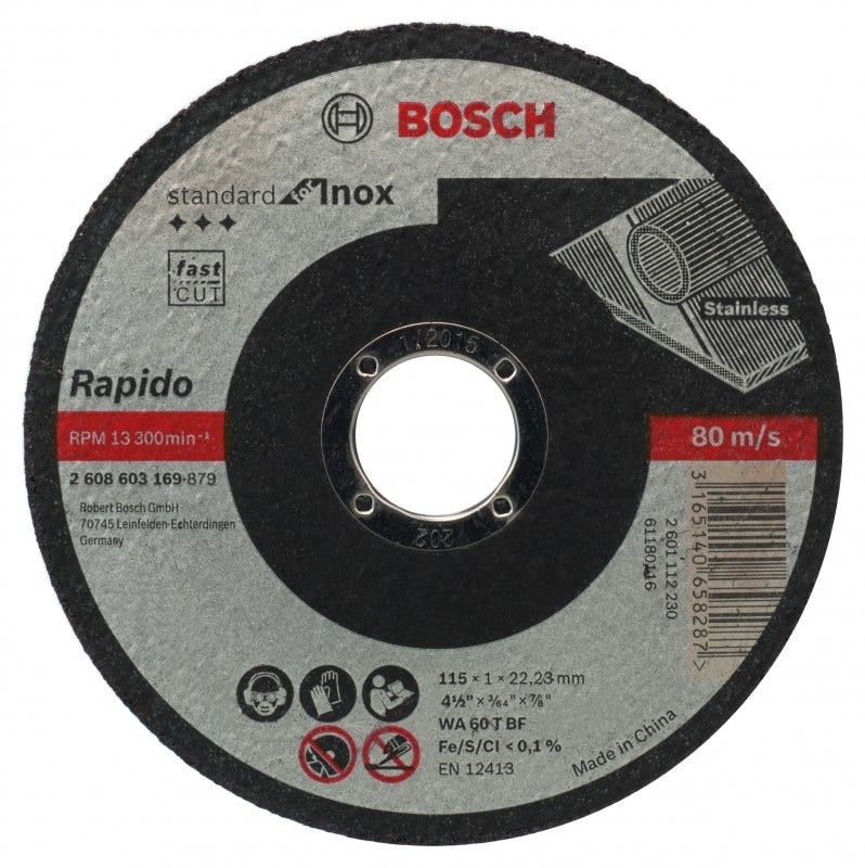 BOSCH DISCO CORTE 41/2" 1MM INOX 2608603169000