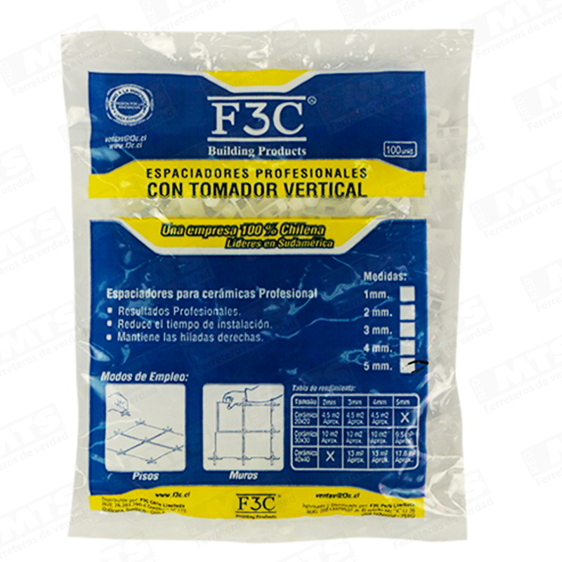 F3C ESPACIADOR C/TOMADOR 5MM 100 UND
