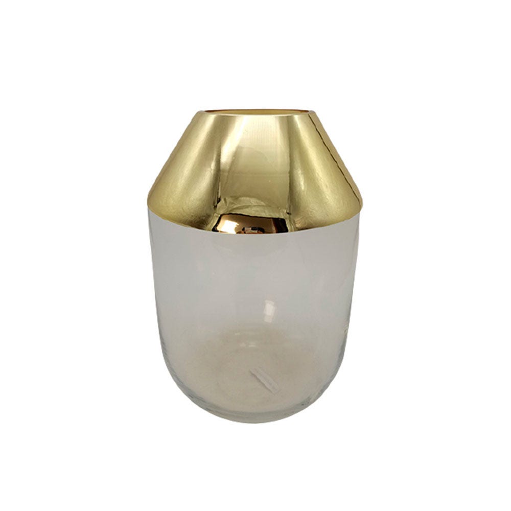 CASA BELLA FLORERO BCO DORADO 19.5X30X19.5CM 3-027
