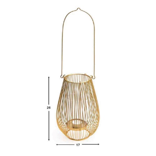 Farolillo Goldy Con Asa Metal Dorado B0320
