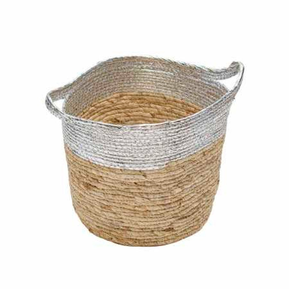 BIGHOUSE CANASTO 30X27X25CM BORDE PLATEADO BICOLOR