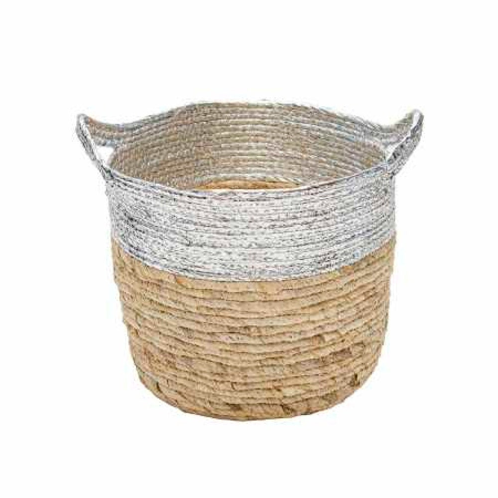 BIGHOUSE CANASTO 26X24X22CM BORDE PLATEADO BICOLOR
