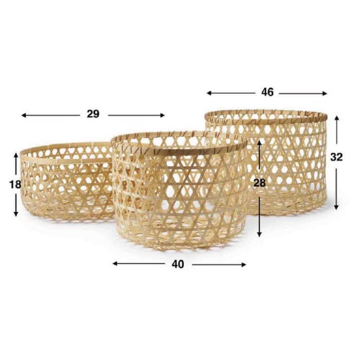 Cesto Set 3 Vietnam Bajo Natural B0146