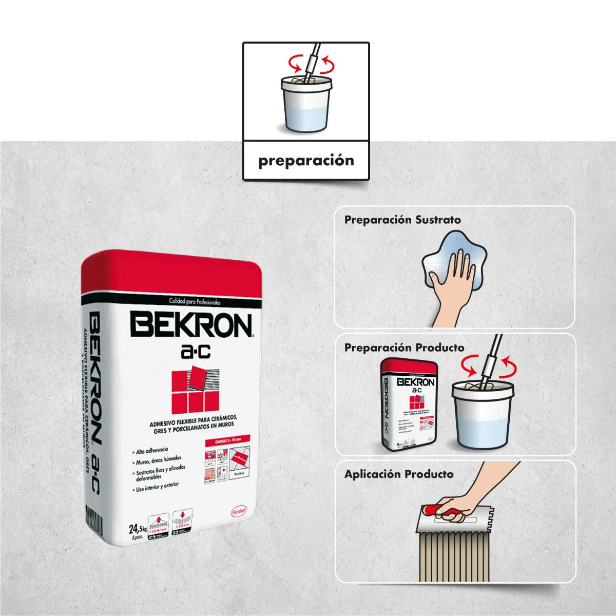 Adhesivo Cerámico Flexible Bekron AC Polvo 24,5 kg