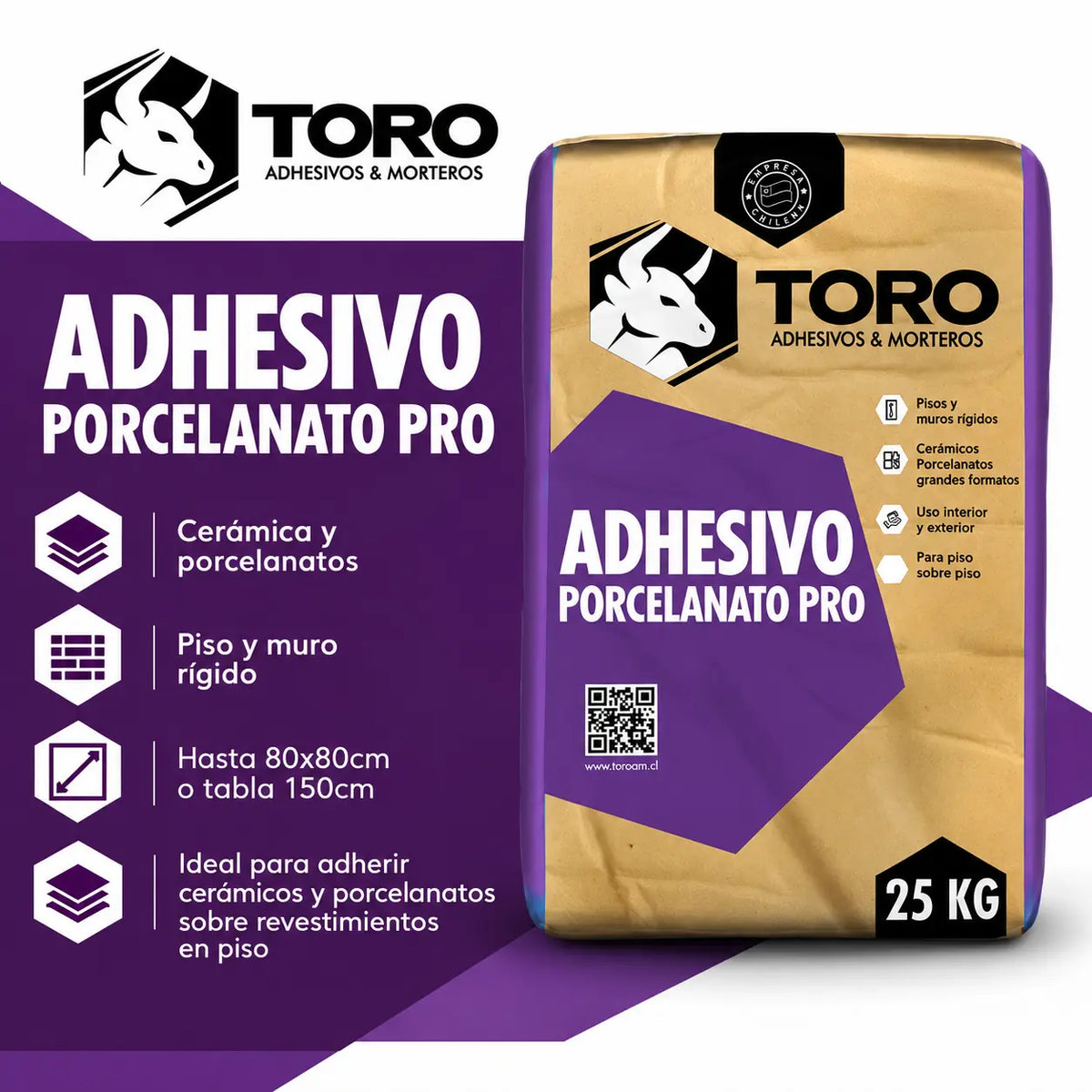 Adhesivo para Porcelanato Toro Pro 25 kg