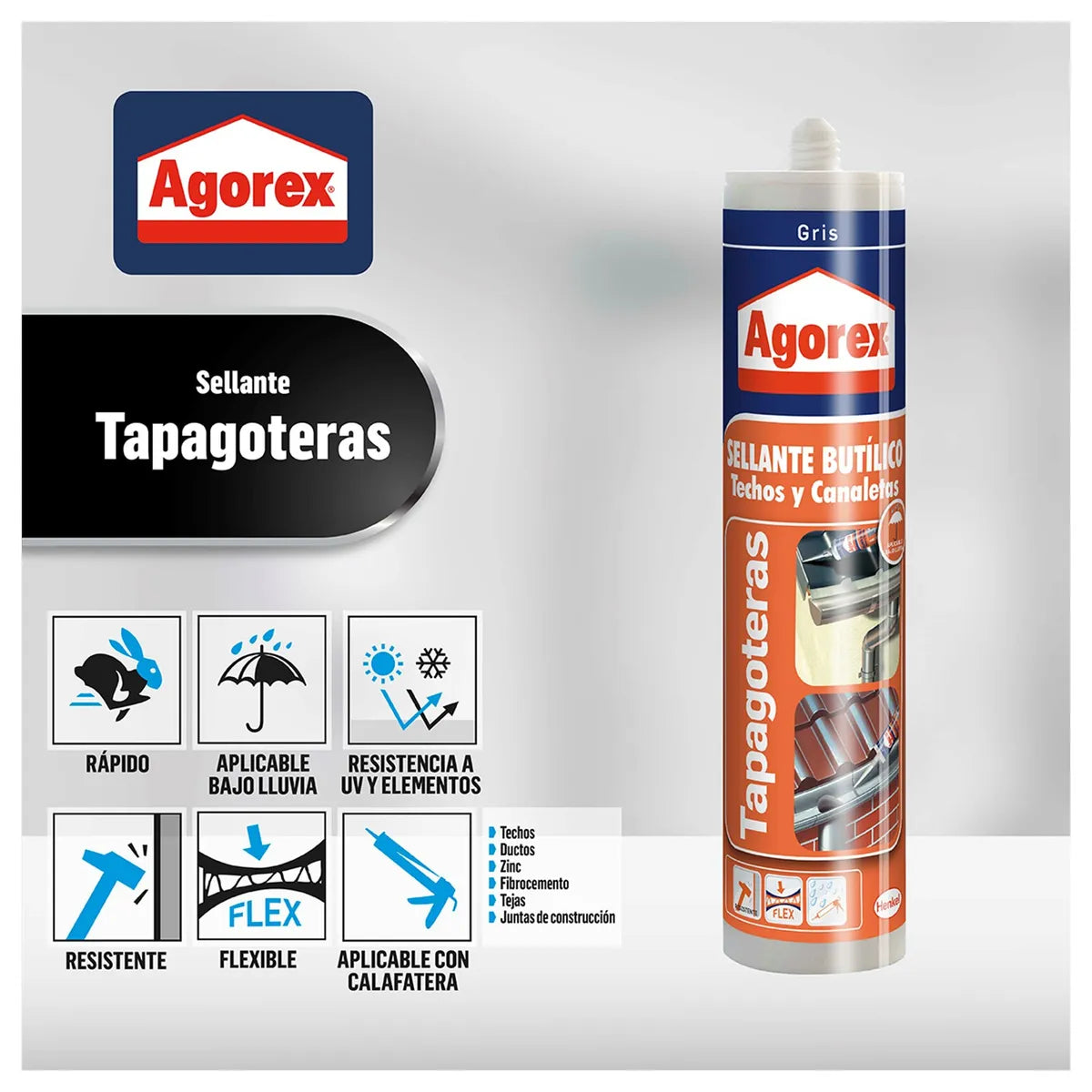 Henkel Agorex Sellante Butílico 440 gr | Tapagoteras