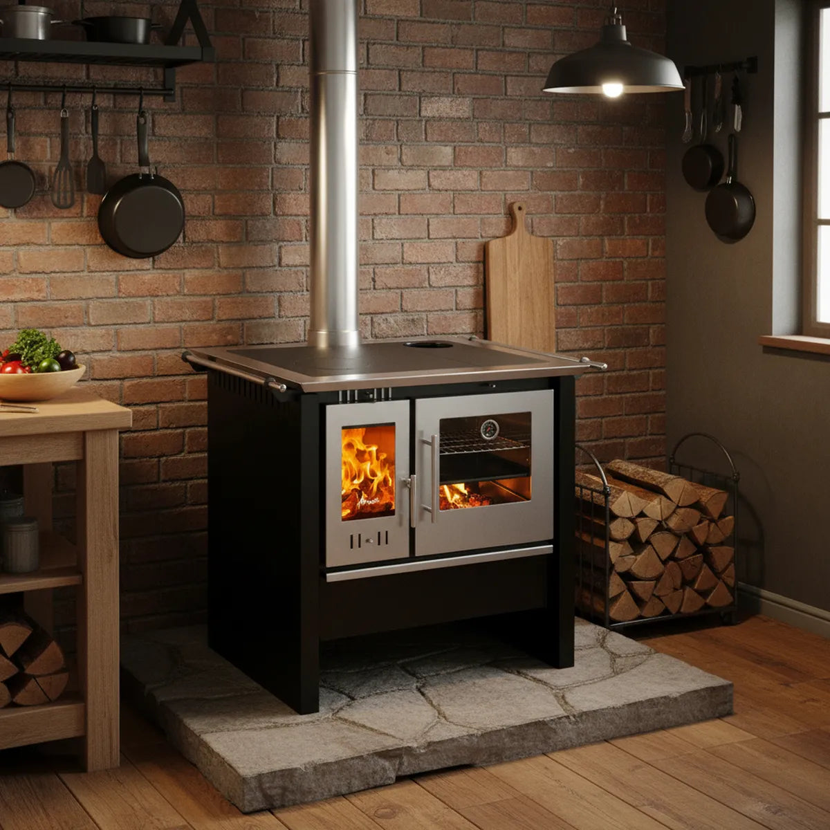 Amesti Cocina a Leña Allegra Negra 1 Plato | Calefacción 200 m2