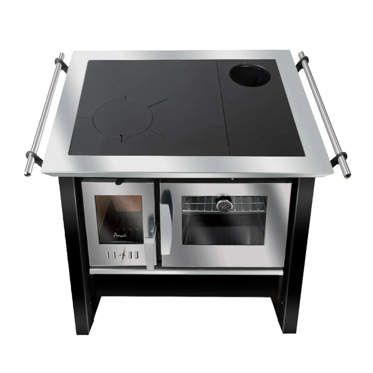Amesti Cocina a Leña Allegra Negra 1 Plato | Calefacción 200 m2