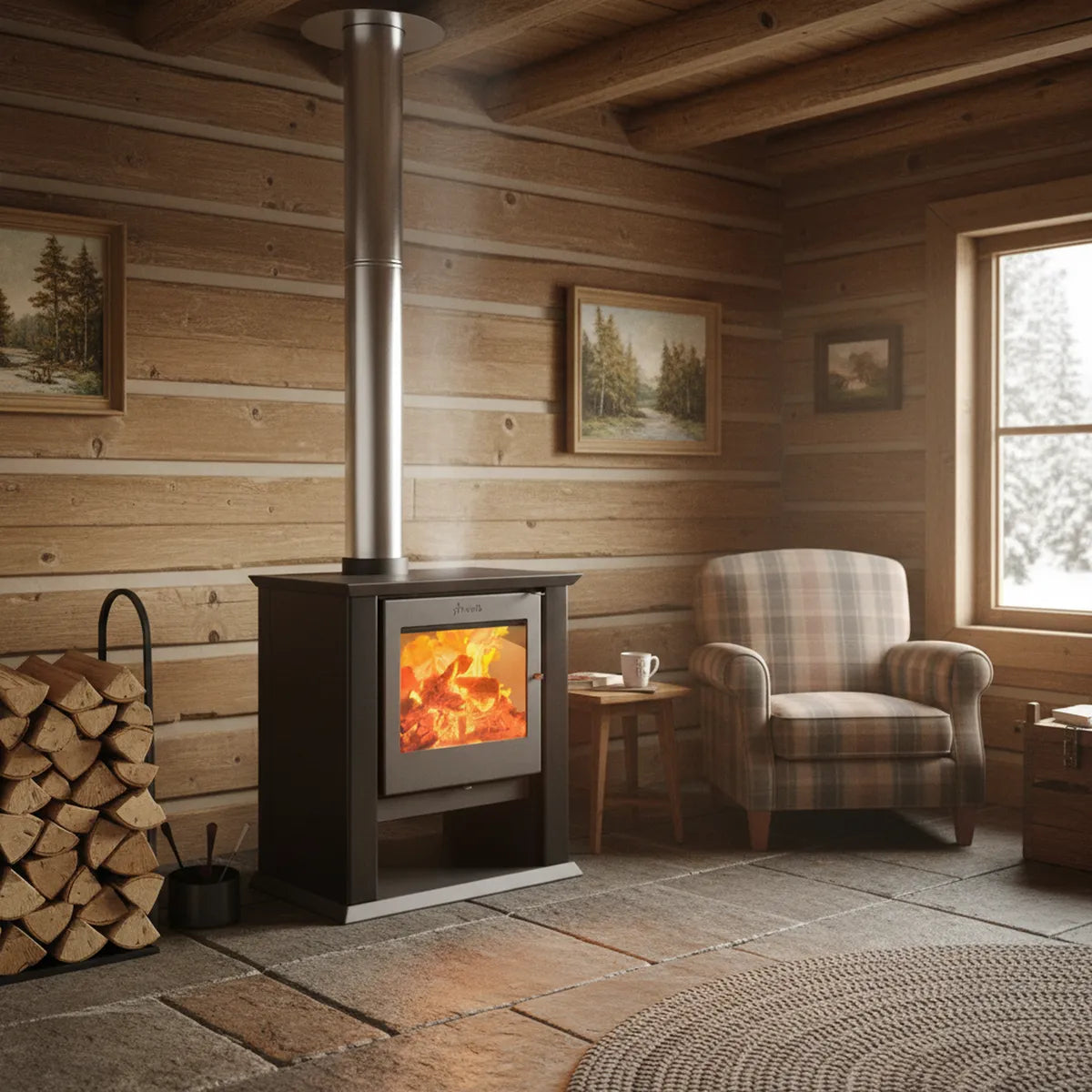 Amesti Estufa a Leña Classic 500 Negro | 223 m2 Calefacción