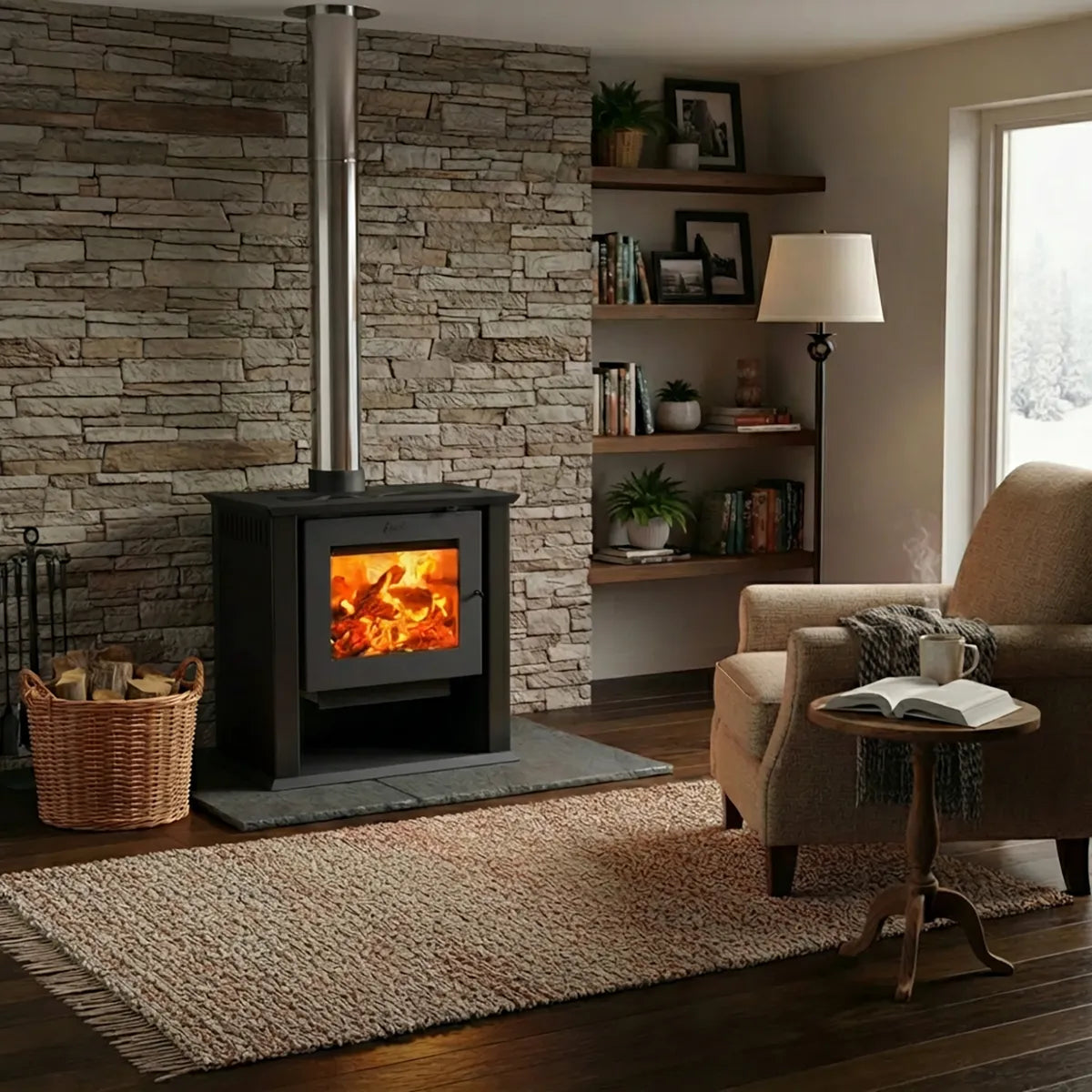 Amesti Estufa a Leña Classic 600 Negra |250 m2 Calefacción
