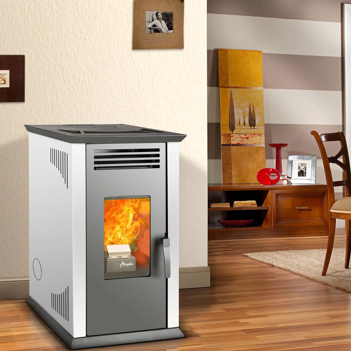 Amesti Estufa Pellet Italy Plus 8100 Blanca | 168 m2 Calefacción