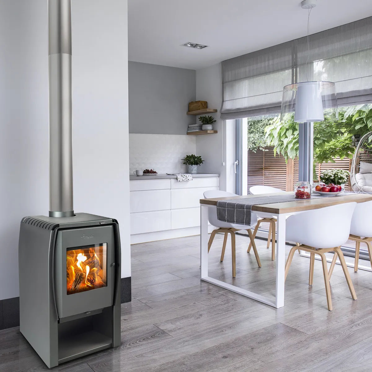 Amesti Estufa a Leña Nordic 380 Gris Charcoal | 173 m2 Calefacción