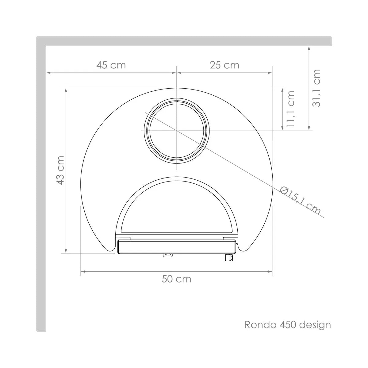 Amesti Estufa a Leña Rondo 450 Design | 191 m2 Calefacción