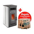 Amesti Estufa a Pellet Vulcan 10 Blanco + 10 Sacos Pellet Premium 15 kg Gratis