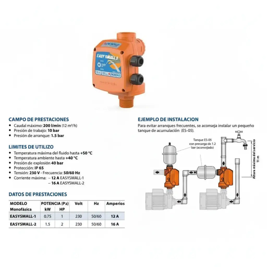 Pedrollo Controladro Electrónico de Presión Easy Small 16A