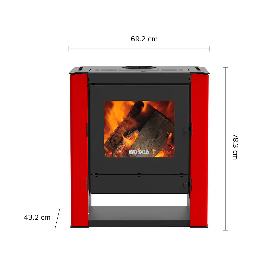 Estufa a Leña Bosca Gold 500 Black Vision Rojo Hasta 220 m² + Kit Gratis
