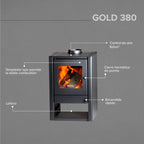 Bosca Estufa a Leña Gold 380 Gris Charcoal | 180 m2 Calefacción