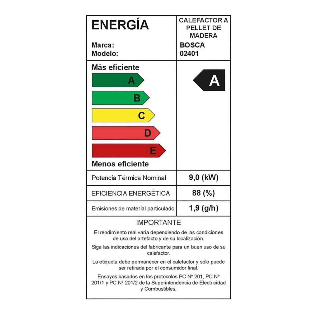 Bosca Estufa a Pellet Hera+ Charcoal | 160 m2 Calefacción