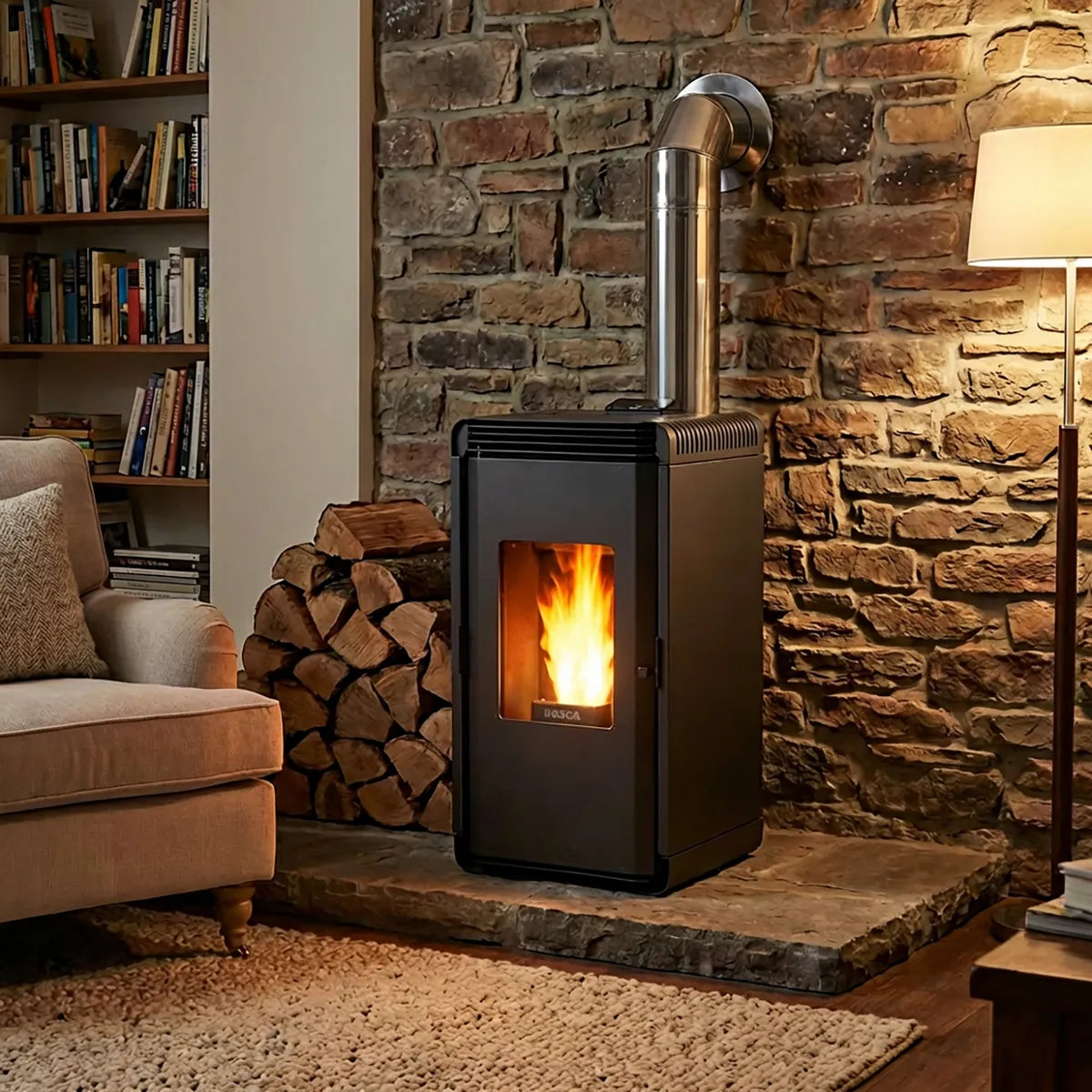 Bosca Estufa a Pellet Hera+ Charcoal | 160 m2 Calefacción