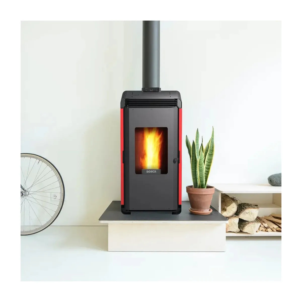 Bosca Estufa a Pellet Hera+ Rojo | 160 m2 Calefacción