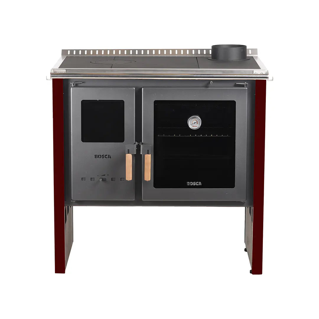 Cocina a Leña Bosca Hestia 90 Burdeo Horno 67 Litros + Kit de Instalación Gratis