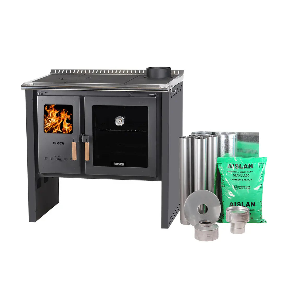 Cocina a Leña Bosca Hestia 90 Charcoal Horno 67 Litros + Kit de Instalación Gratis