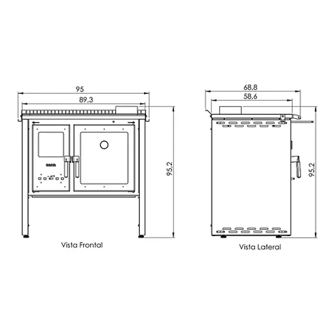 Cocina a Leña Bosca Hestia 90 Charcoal Horno 67 Litros + Kit de Instalación Gratis