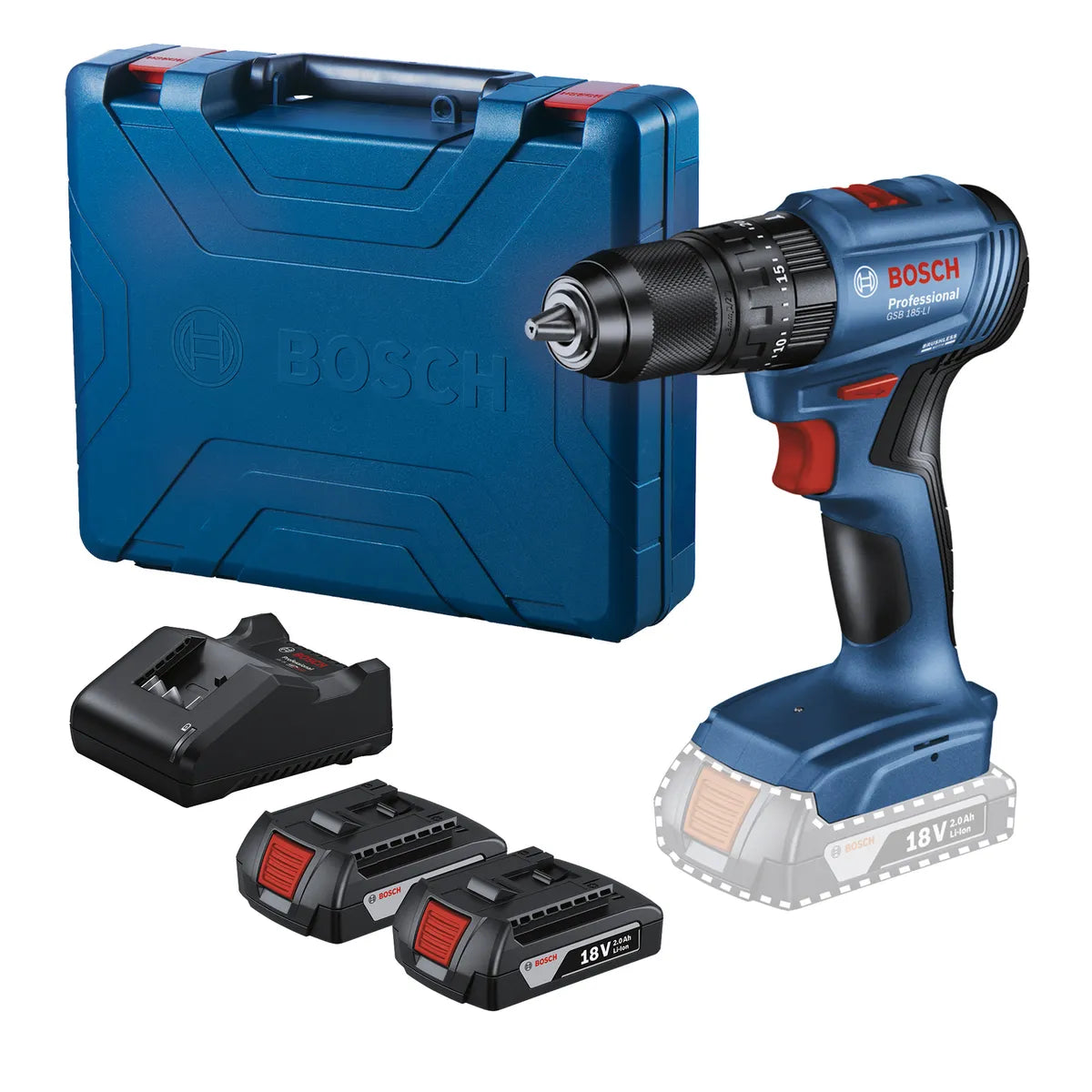 Bosch Taladro Percutor Atornillador GSB 183 Li + 2 Baterías y Cargador