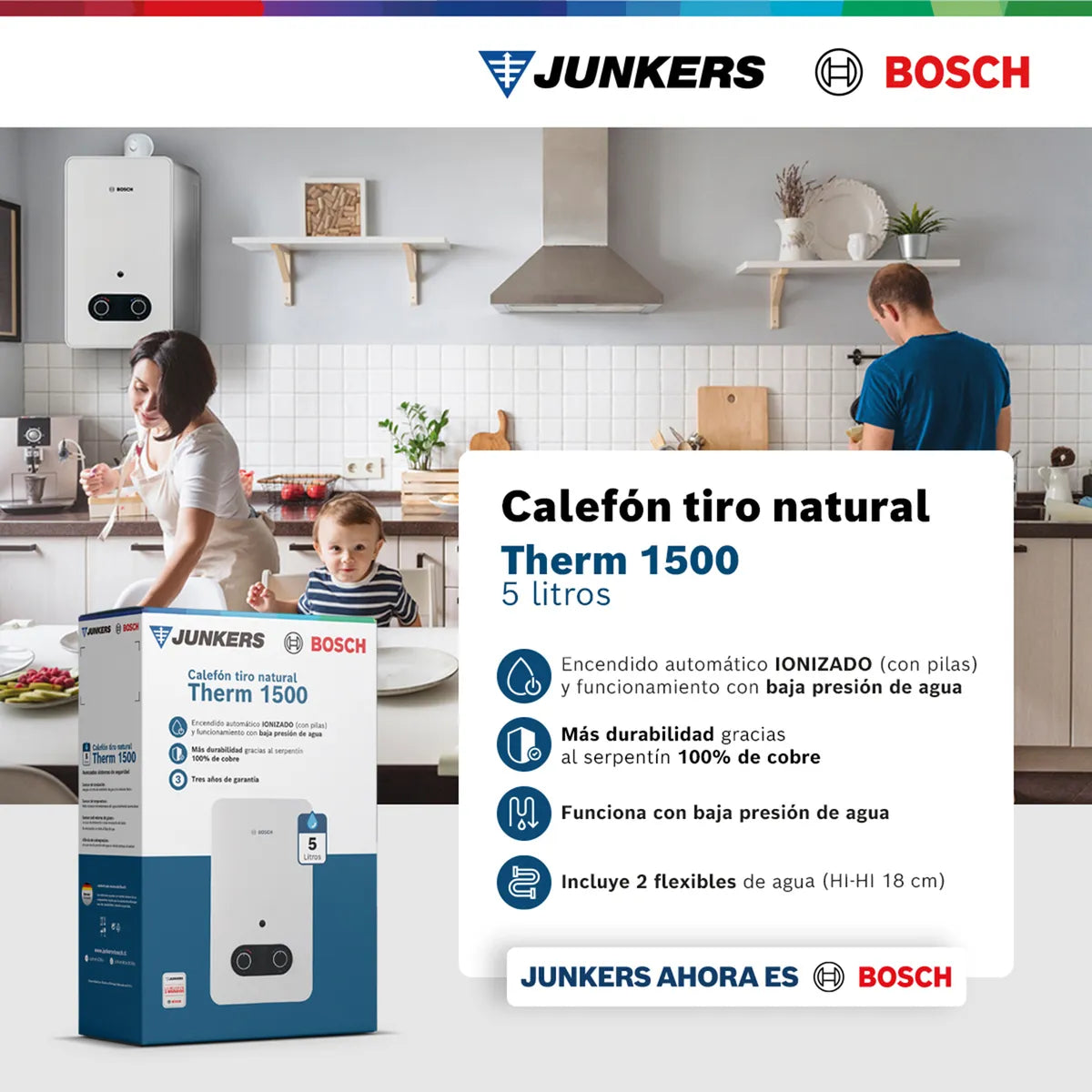 Bosch Calefont Gas Licuado 5 lts Therm 1500 | Tiro Natural