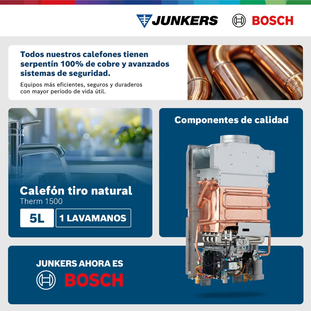 Bosch Calefont Gas Licuado 5 lts Therm 1500 | Tiro Natural