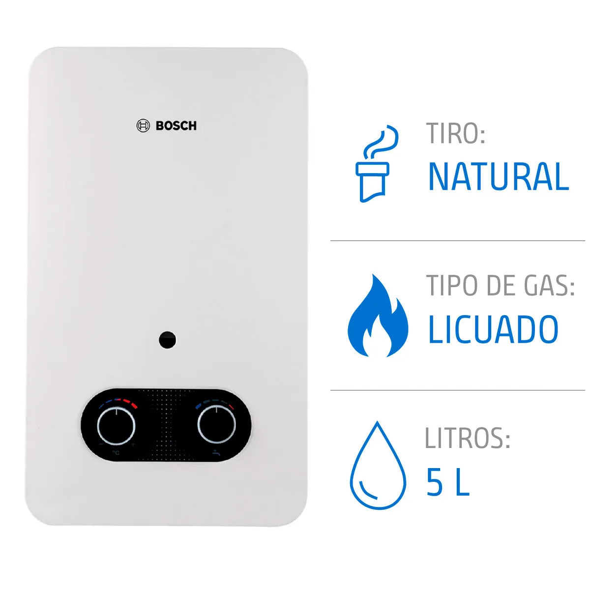 Bosch Calefont Gas Licuado 5 lts Therm 1500 | Tiro Natural