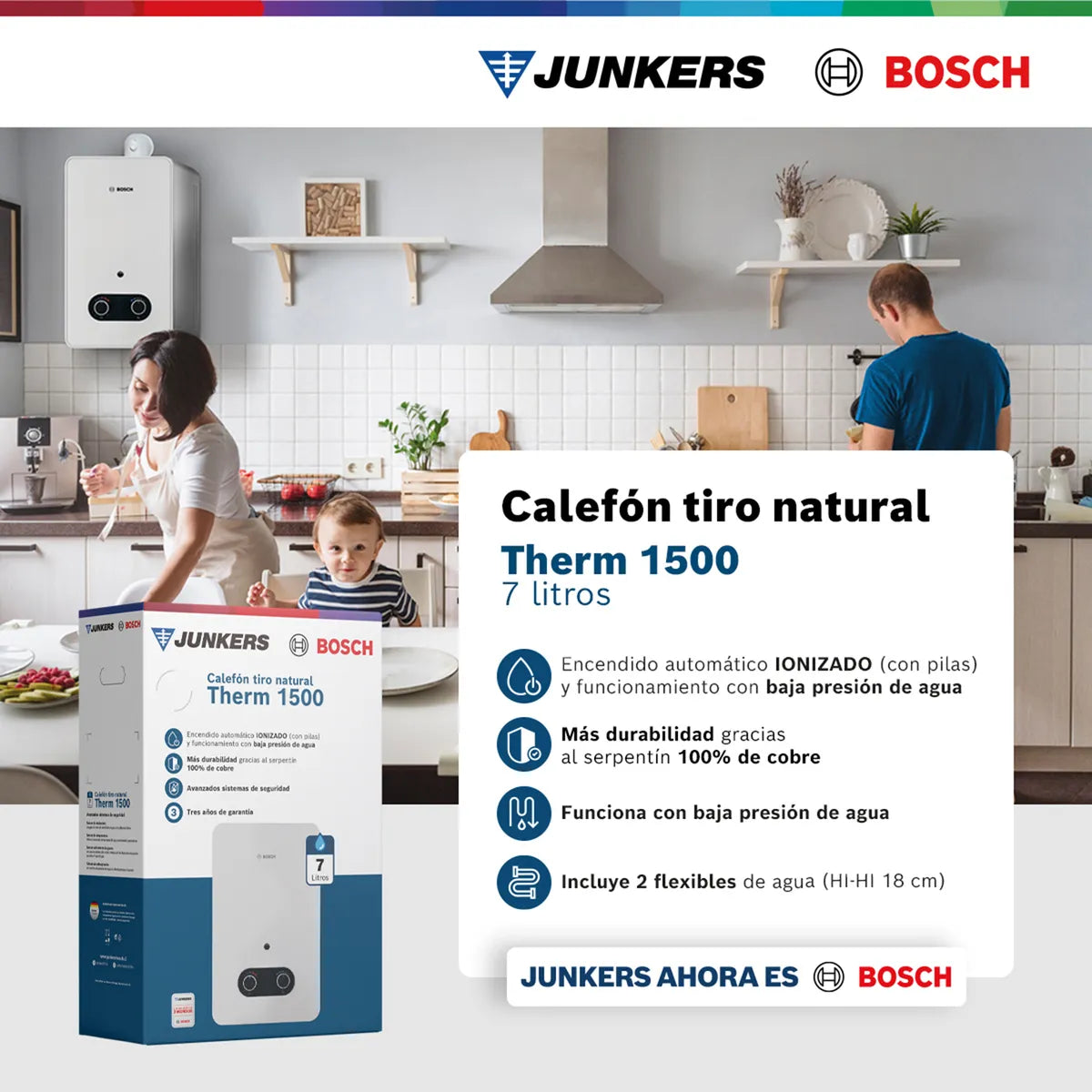 Bosch Calefont Gas Licuado 7 lts Therm 1500 | Tiro Natural