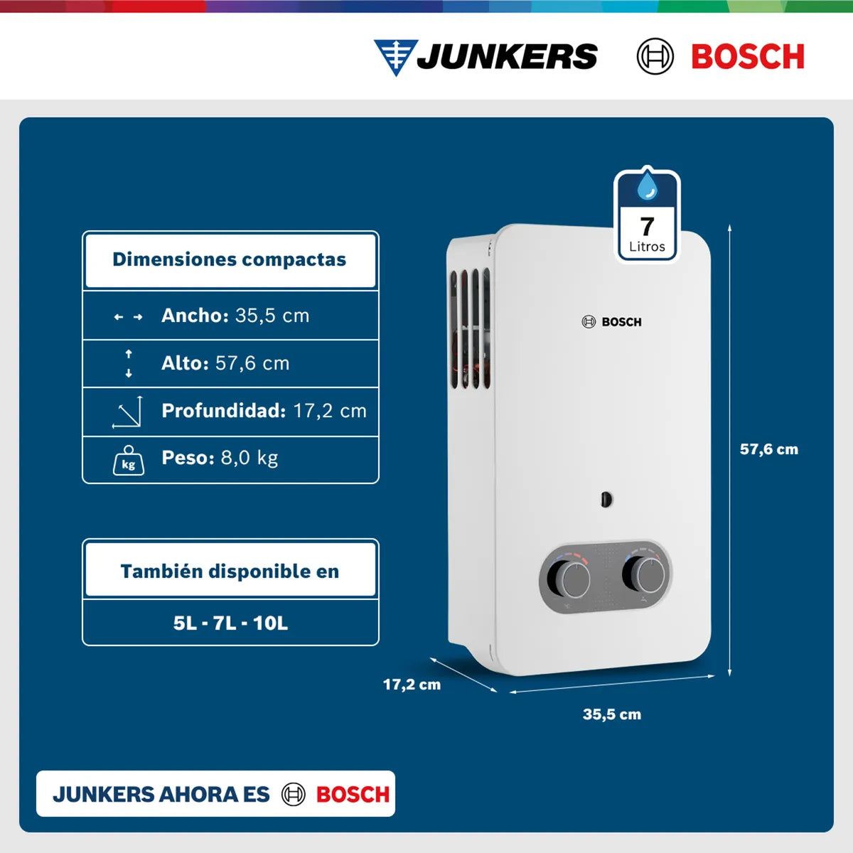 Bosch Calefont Gas Licuado 7 lts Therm 1500 | Tiro Natural