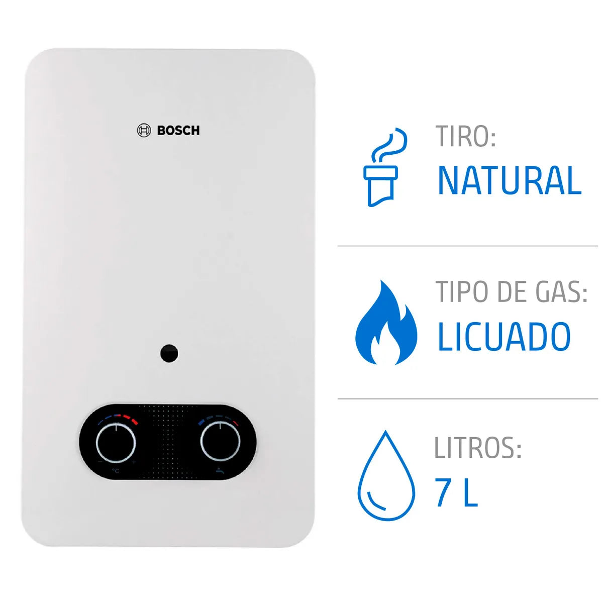 Bosch Calefont Gas Licuado 7 lts Therm 1500 | Tiro Natural