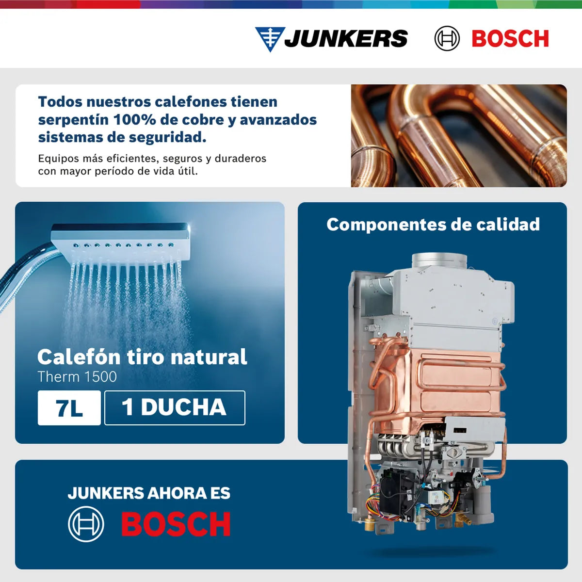 Bosch Calefont Gas Licuado 7 lts Therm 1500 | Tiro Natural