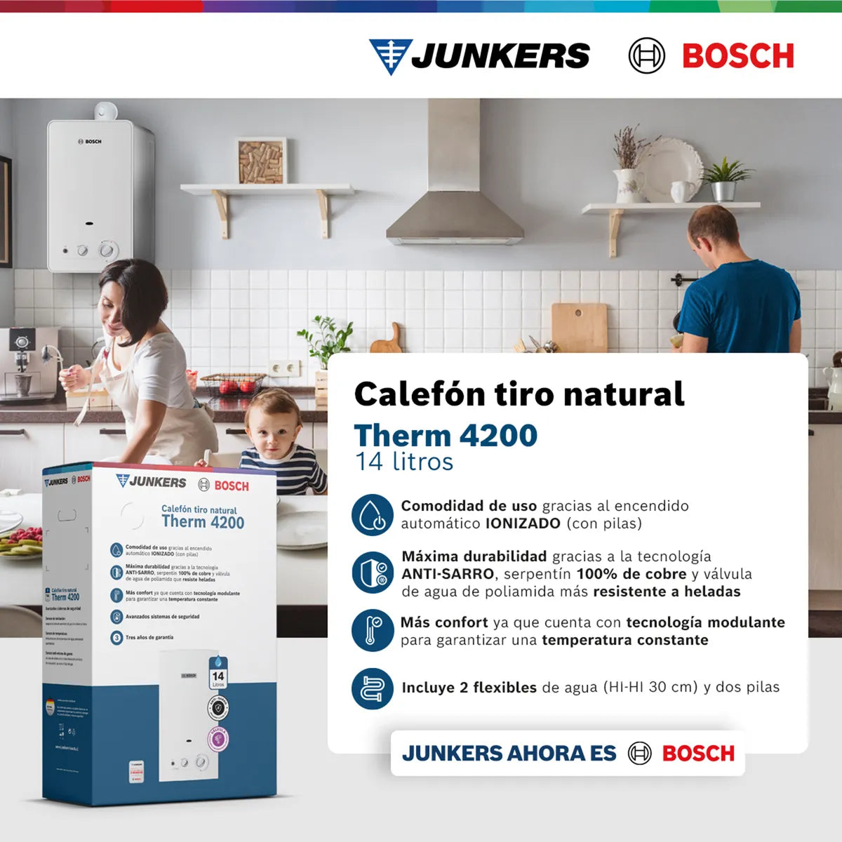 Bosch Calefont Gas Licuado 14 lts Therm 4200 | Tiro Natural