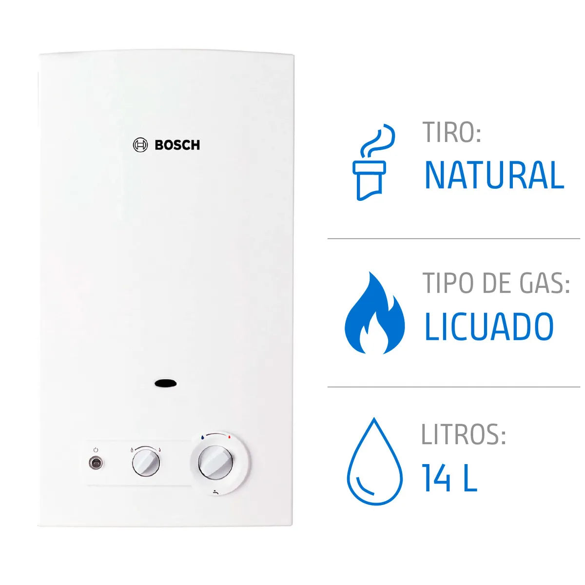 Bosch Calefont Gas Licuado 14 lts Therm 4200 | Tiro Natural