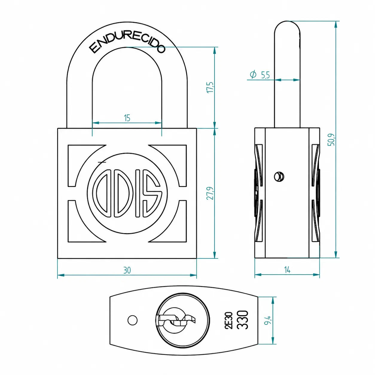 Candado Odis 330 30 mm Bronce Forjado