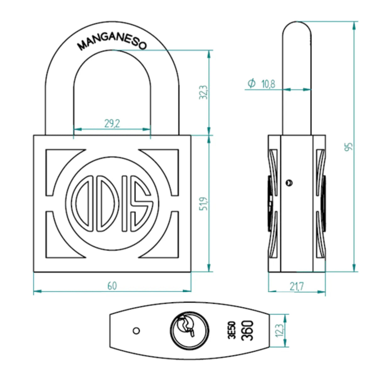 Candado Odis 360 60 mm Bronce Forjado