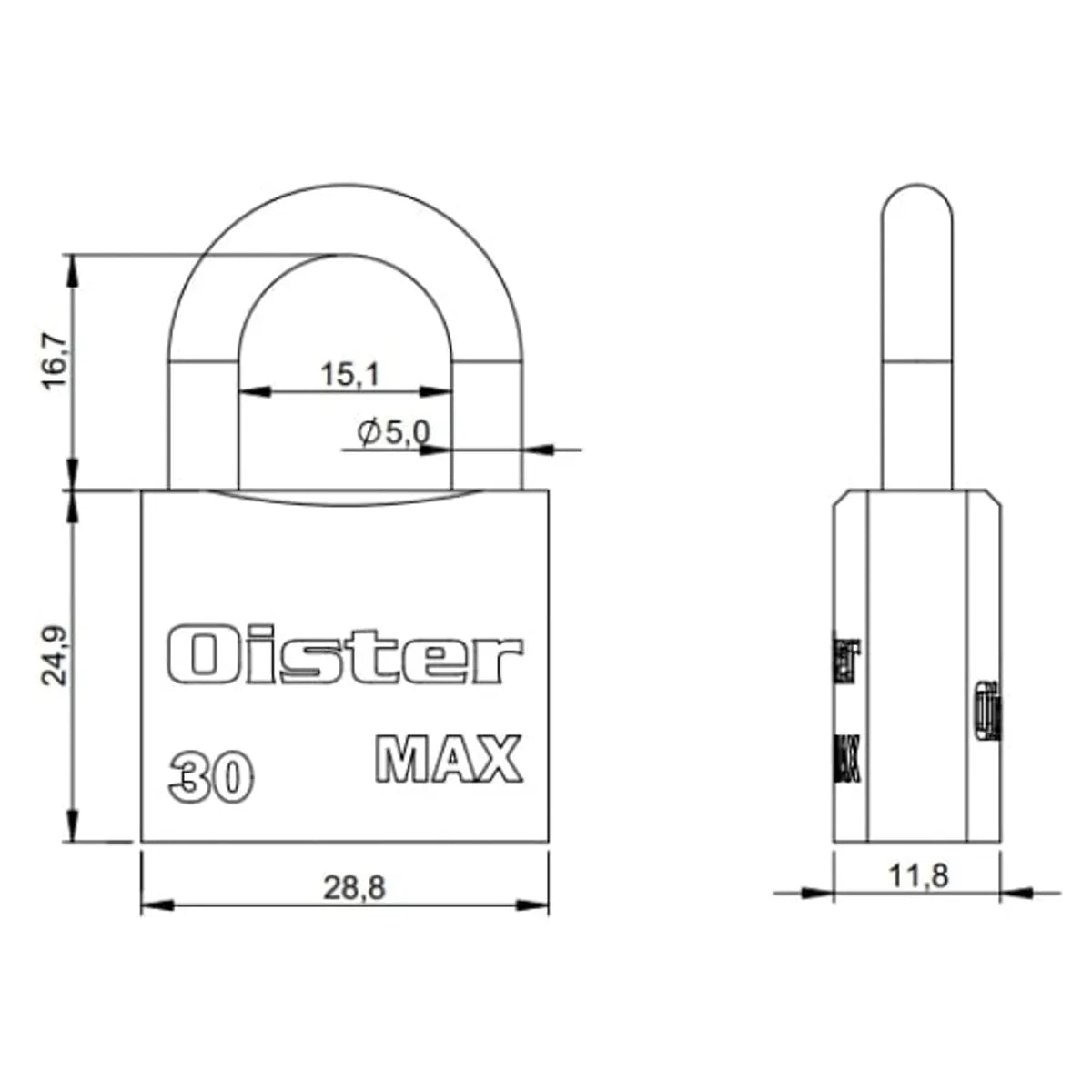 Candado Oister MAX 30 mm Bronce