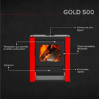 Estufa a Leña Bosca Gold 500 Burdeo Hasta 220 m² + Kit de Instalación Gratis
