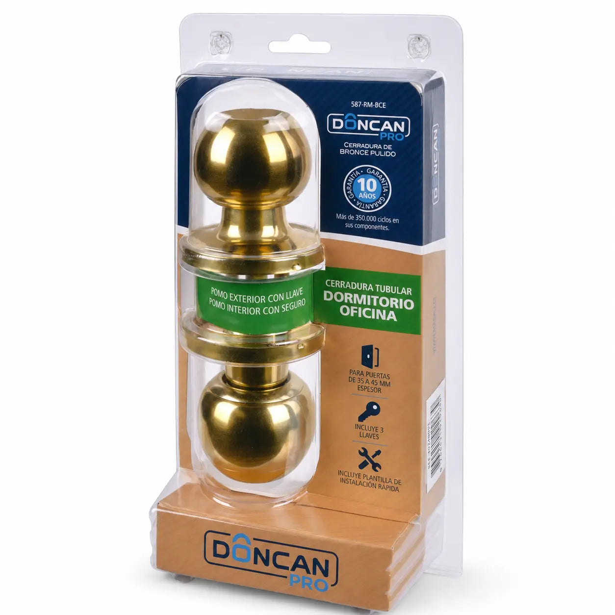 Cerradura Cilíndrica de Pomo Bash 587 Dormitorio/Oficina Bronce Pulido