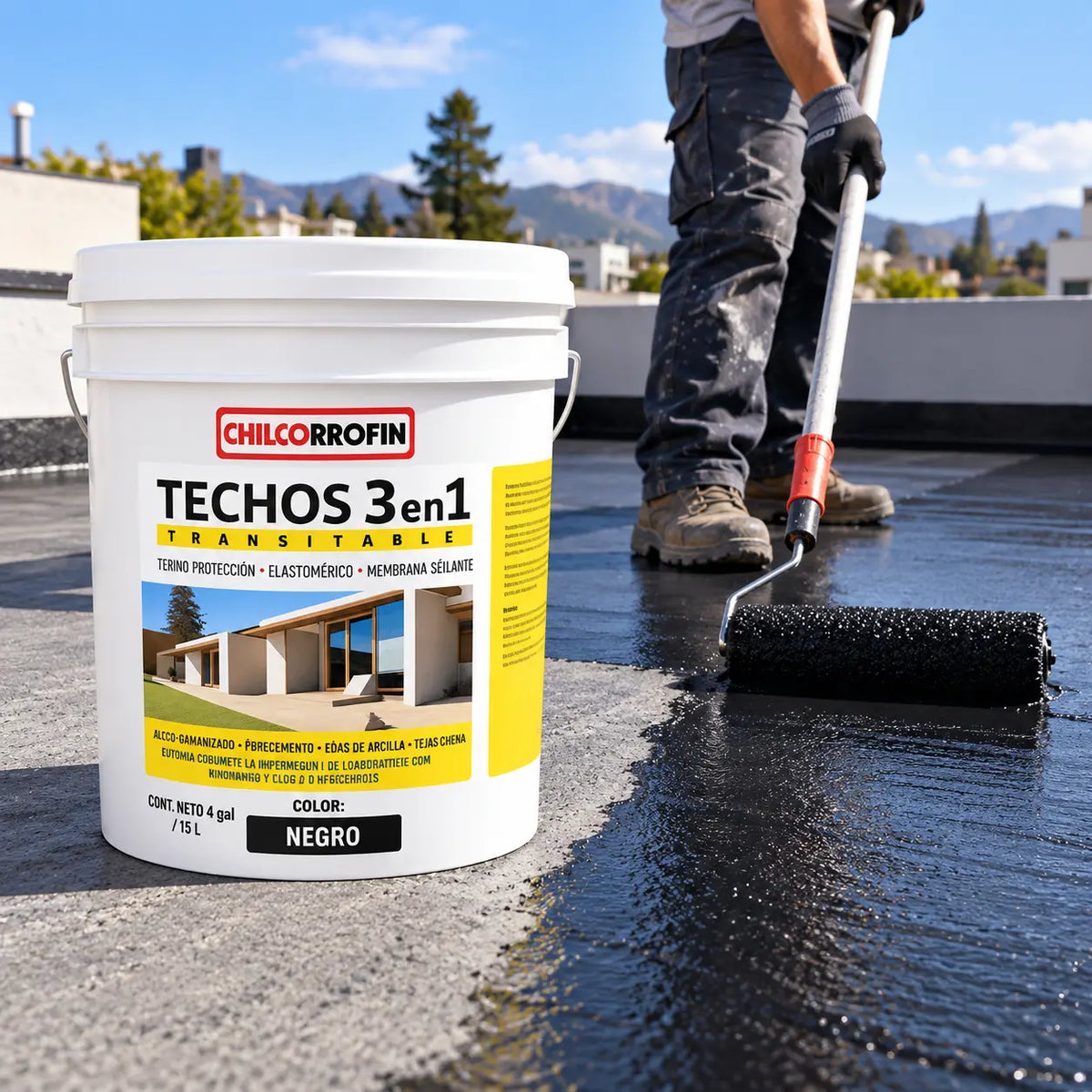 Impermeabilizante Chilcorrofin Techos 3 en 1 Negro 4 Galones
