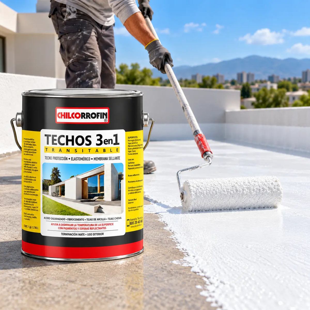 Impermeabilizante Chilcorrofin Techos 3 en 1 Blanco 1 Galón