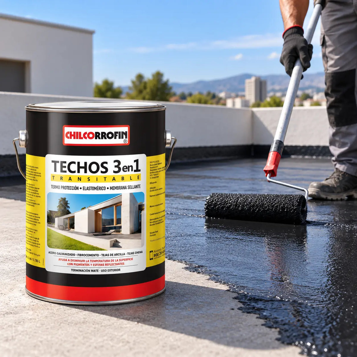 Impermeabilizante Chilcorrofin Techos 3 en 1 Negro 1 Galón