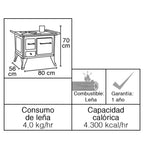 Cocina a Leña Yunque Tradicional Negra 80x56 cm + Kit de Instalación